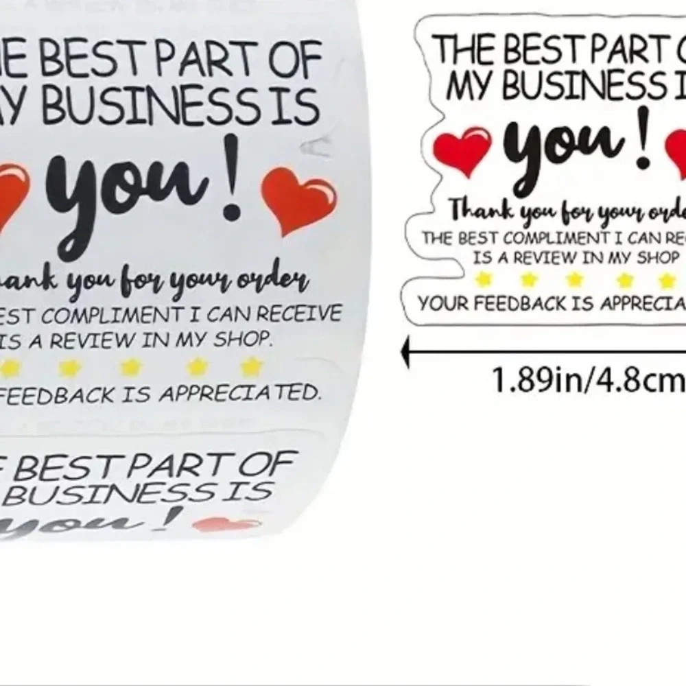 500 Heart Design Thank You Business Stickers